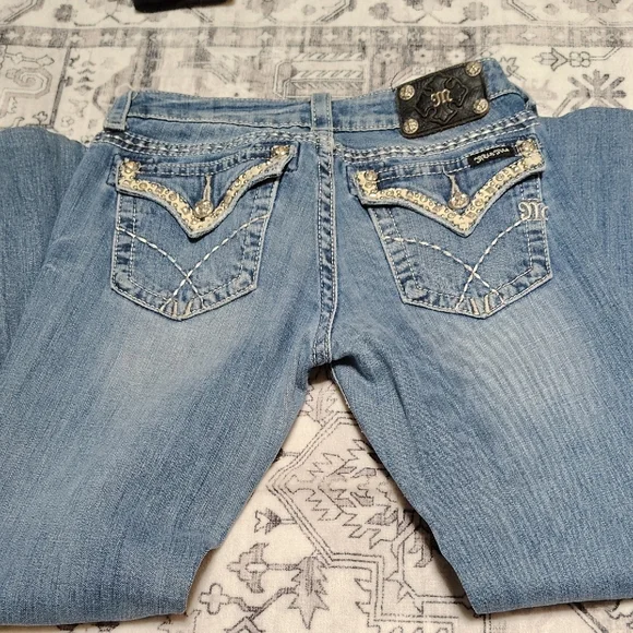 Miss Me Light Blue Boot Cut Jeans with Embellished Pockets - Picture 3 of 3